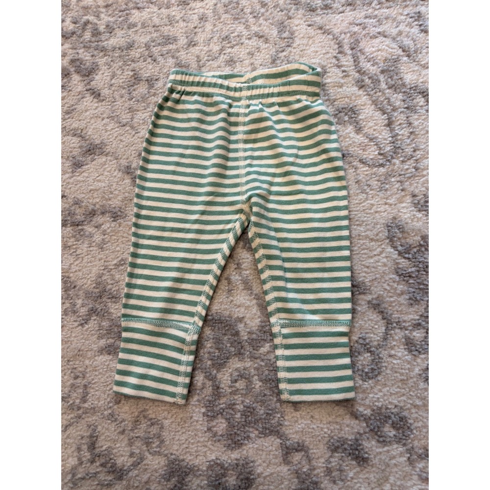 Hanna Andersson Baby Organic Cotton Striped Leggings Sage Green White 3-6 Months